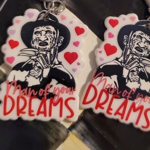 - FREDDY "Man of your dreams" acrylic pendent earrings.🤯🎃👻